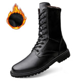 Black Leather Boots Men Black-fur Boots - Tophatter Daily Deals