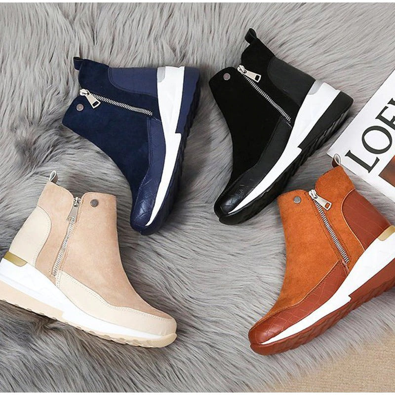 Waterproof Cozy Women’s Ankle Boots - Wedge Suede Heel - Tophatter Daily Deals