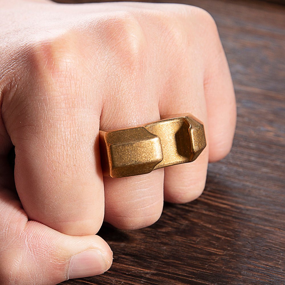 Full Brass Wasteland Style Stonewash Bottle Opener Brass Knuckles Brass Knuckles - Tophatter Daily Deals