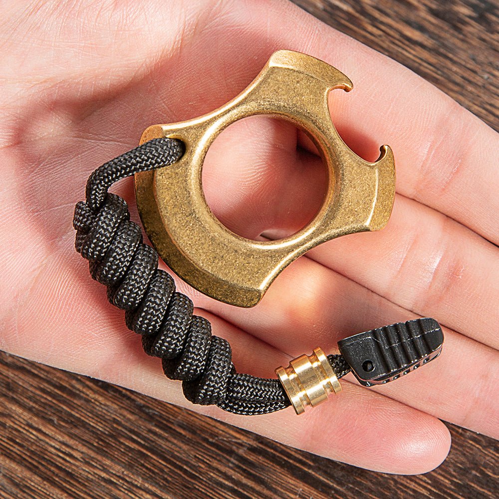 Full Brass Wasteland Style Stonewash Bottle Opener Brass Knuckles Brass Knuckles - Tophatter Daily Deals