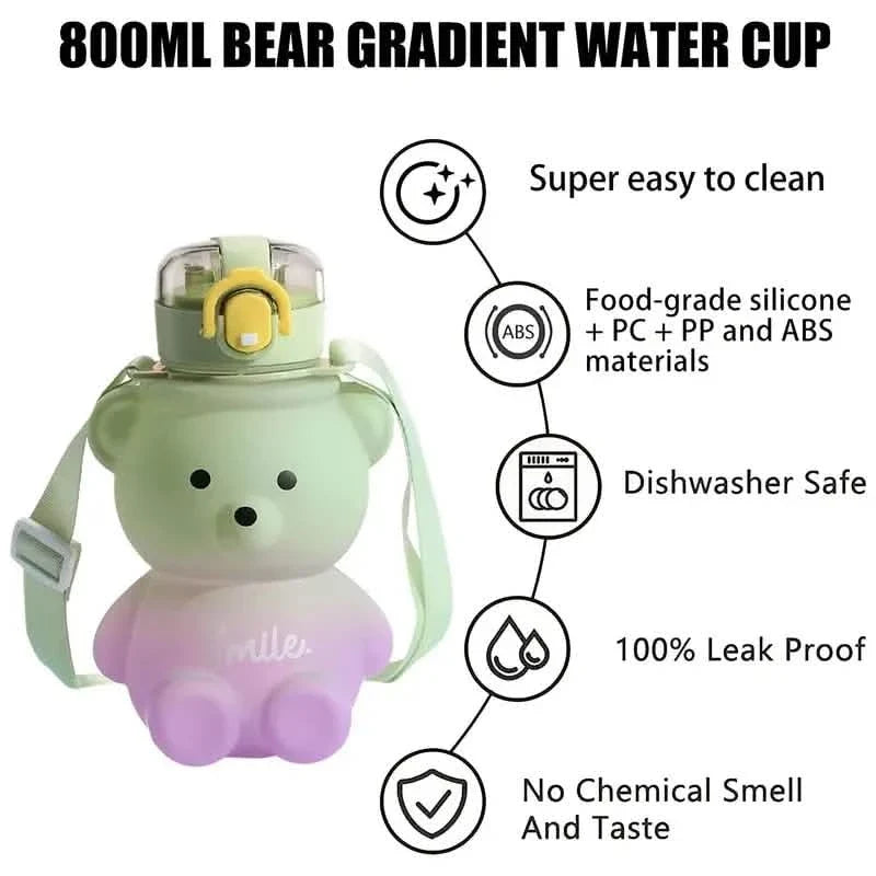 BPA-free Kawaii Bear Straw Water Bottle Kitchen Tools & Gadgets - Tophatter Daily Deals