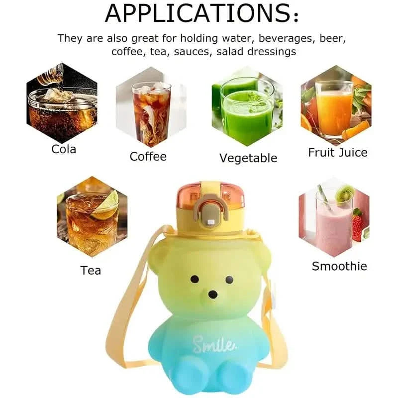 BPA-free Kawaii Bear Straw Water Bottle Kitchen Tools & Gadgets - Tophatter Daily Deals