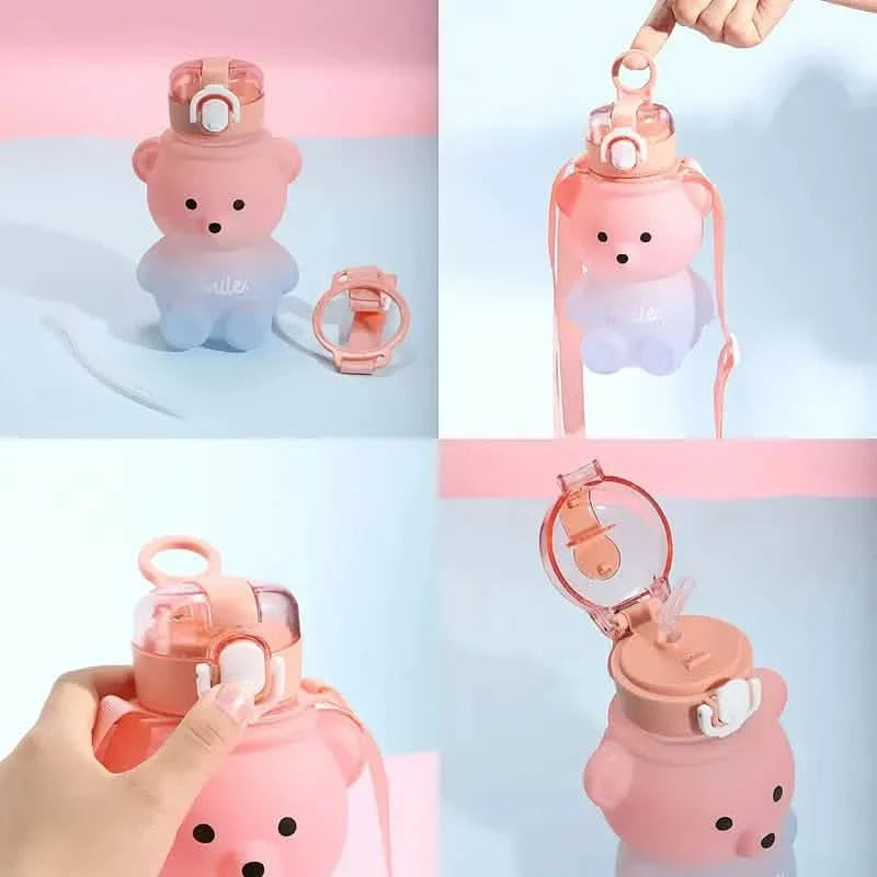 BPA-free Kawaii Bear Straw Water Bottle Kitchen Tools & Gadgets - Tophatter Daily Deals