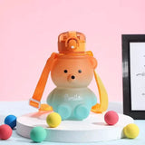 BPA-free Kawaii Bear Straw Water Bottle Orange Kitchen Tools & Gadgets - Tophatter Daily Deals