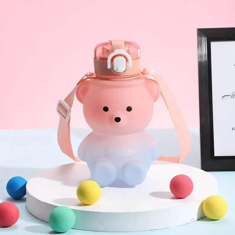 BPA-free Kawaii Bear Straw Water Bottle Pink Kitchen Tools & Gadgets - Tophatter Daily Deals
