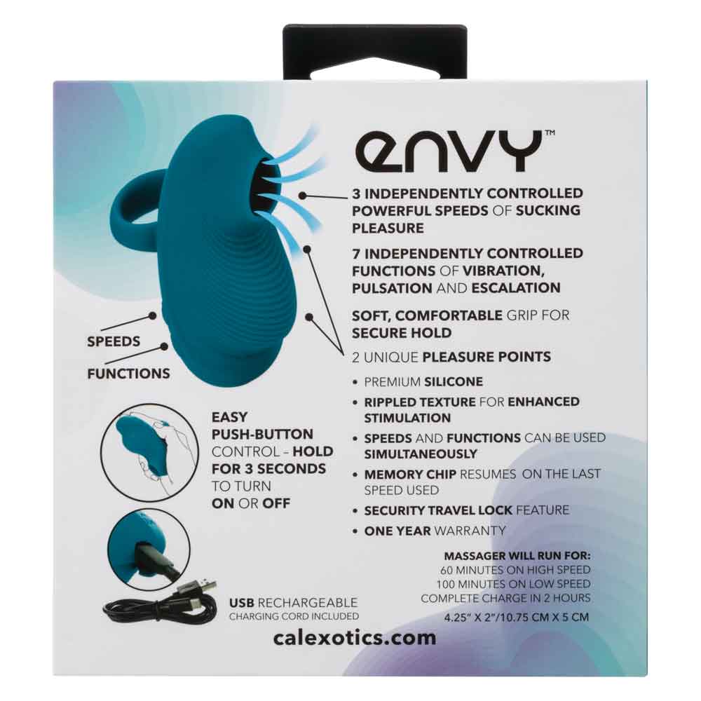 Envy™ Handheld Suction Massager in Teal Blue with 3 Suction Speeds and 7 Vibration Functions > Vibrators > Finger Vibrators - Tophatter Daily Deals