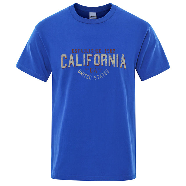 Breathable Loose O-Neck Shirts Hip Hop Tees Blue Tee - Tophatter Daily Deals