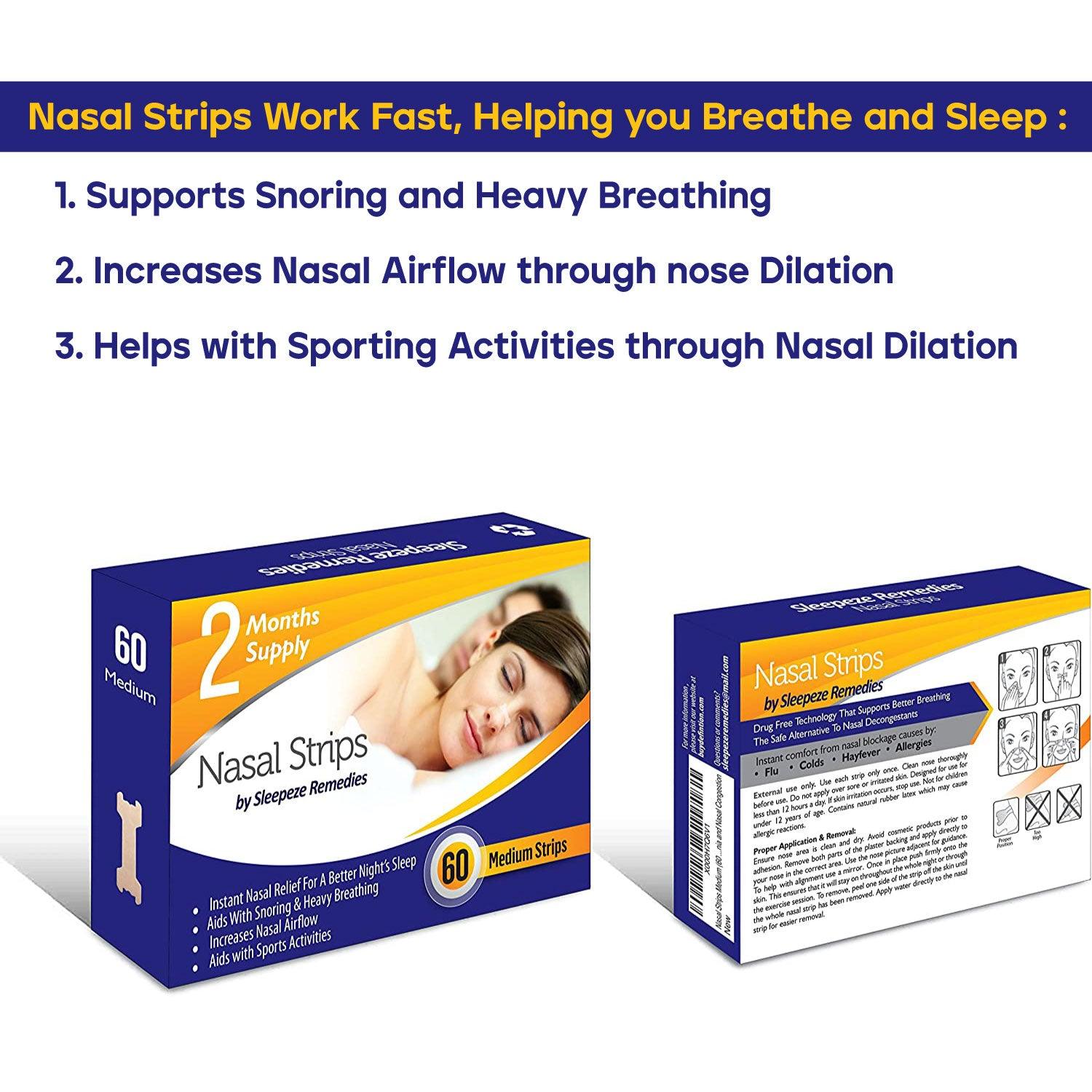 Nasal Strips for Snoring - Nasal Strips (60 Pack) Nose Strip to Stop Snoring, Snoring Strips to Help You Breathe Through Your Nose Personal Care - Tophatter Daily Deals