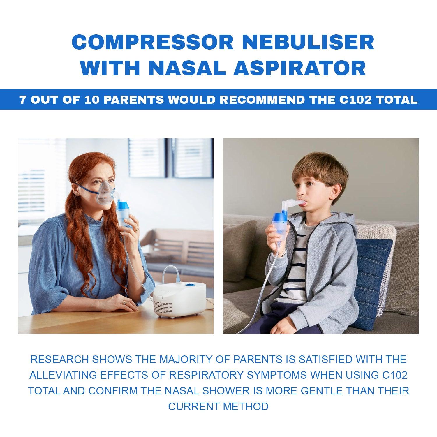 Home Nebulizer Machine - 2-in-1 Nebuliser with Nasal Shower | Treat Respiratory Conditions Like Asthma | Provides Allergy, Cough and Cold Symptom Relief at Home Health Care - Tophatter Daily Deals