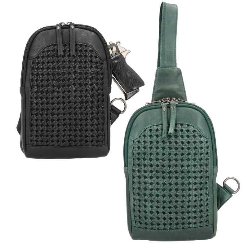 Bristol Leather Concealed Carry Sling Crossbody Backpack Purse Handgun Purses - Tophatter Daily Deals