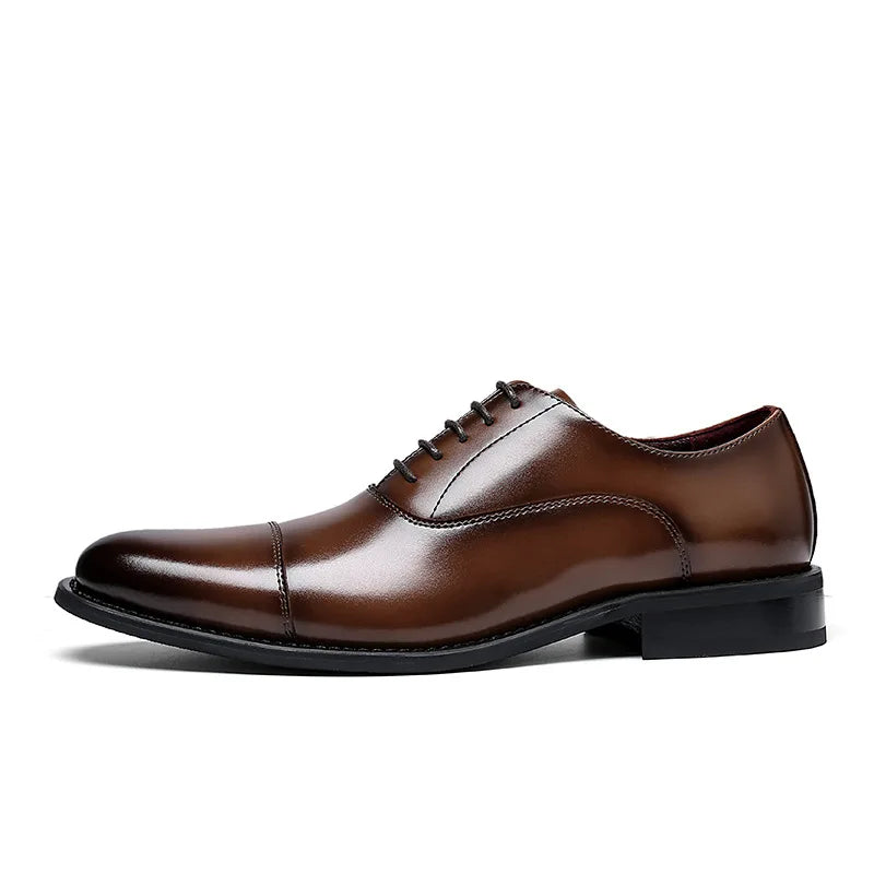 Brown Leather Oxford Shoes Men Shoes - Tophatter Daily Deals