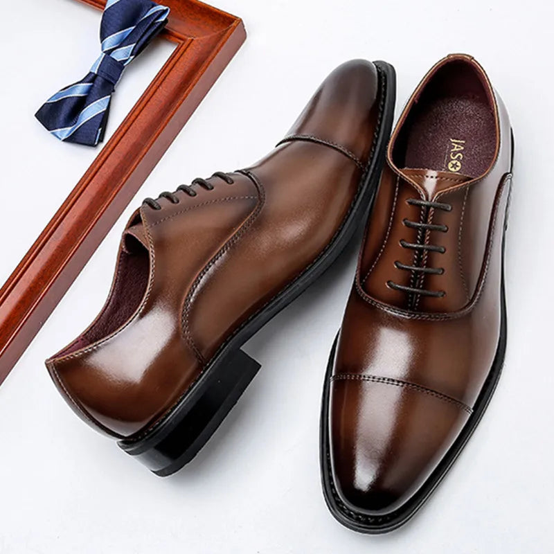Brown Leather Oxford Shoes Men Shoes - Tophatter Daily Deals