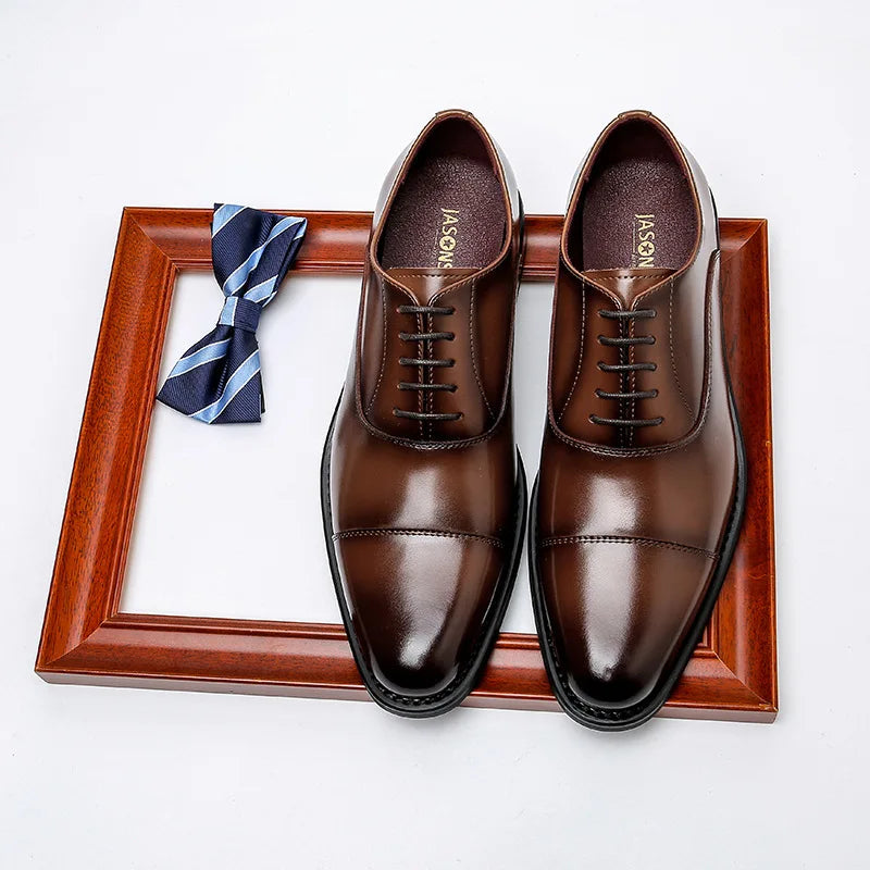 Brown Leather Oxford Shoes Men Shoes - Tophatter Daily Deals