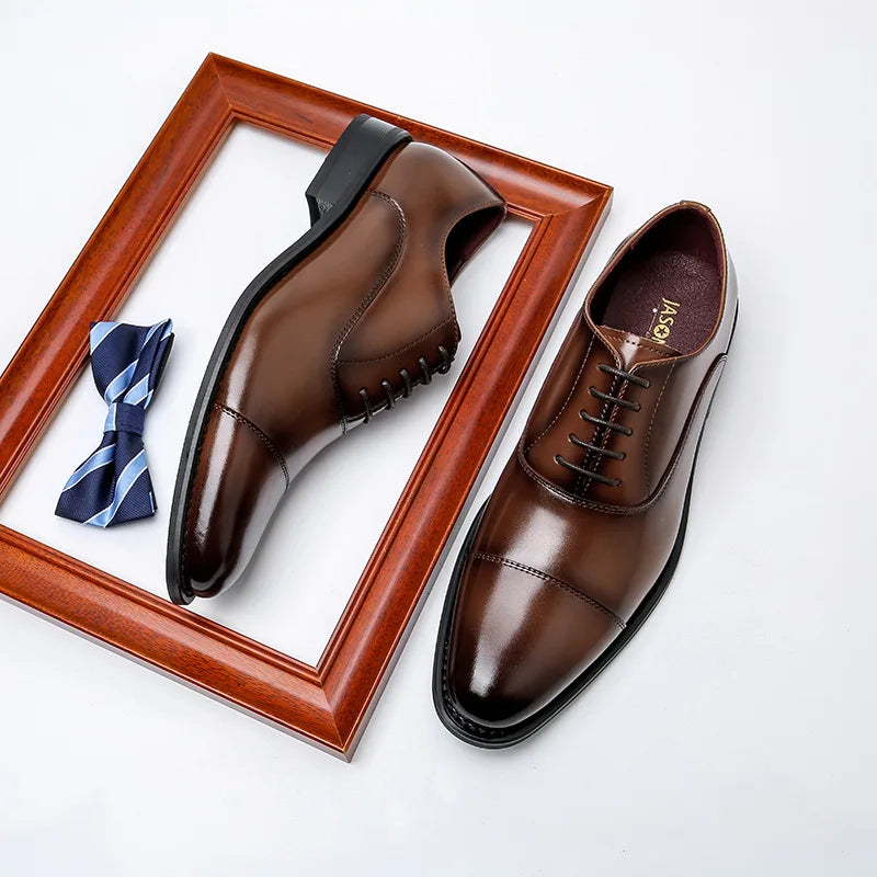 Brown Leather Oxford Shoes Men Shoes - Tophatter Daily Deals