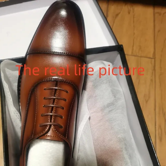 Brown Leather Oxford Shoes Men Shoes - Tophatter Daily Deals