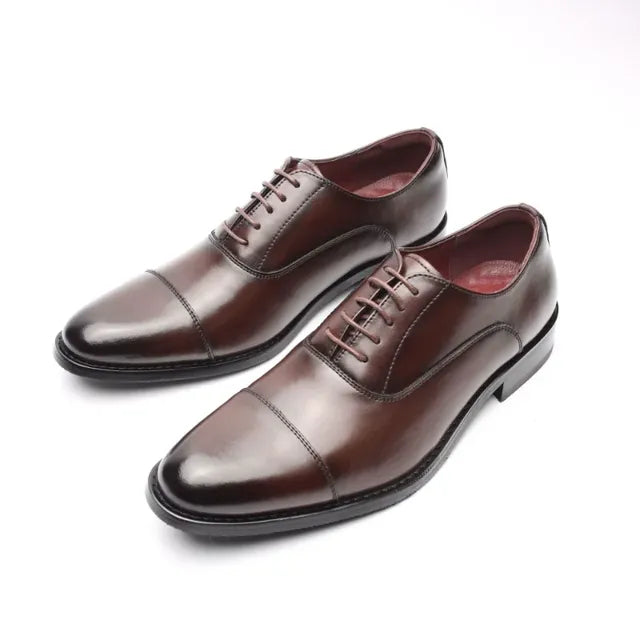 Brown Leather Oxford Shoes Men Shoes - Tophatter Daily Deals