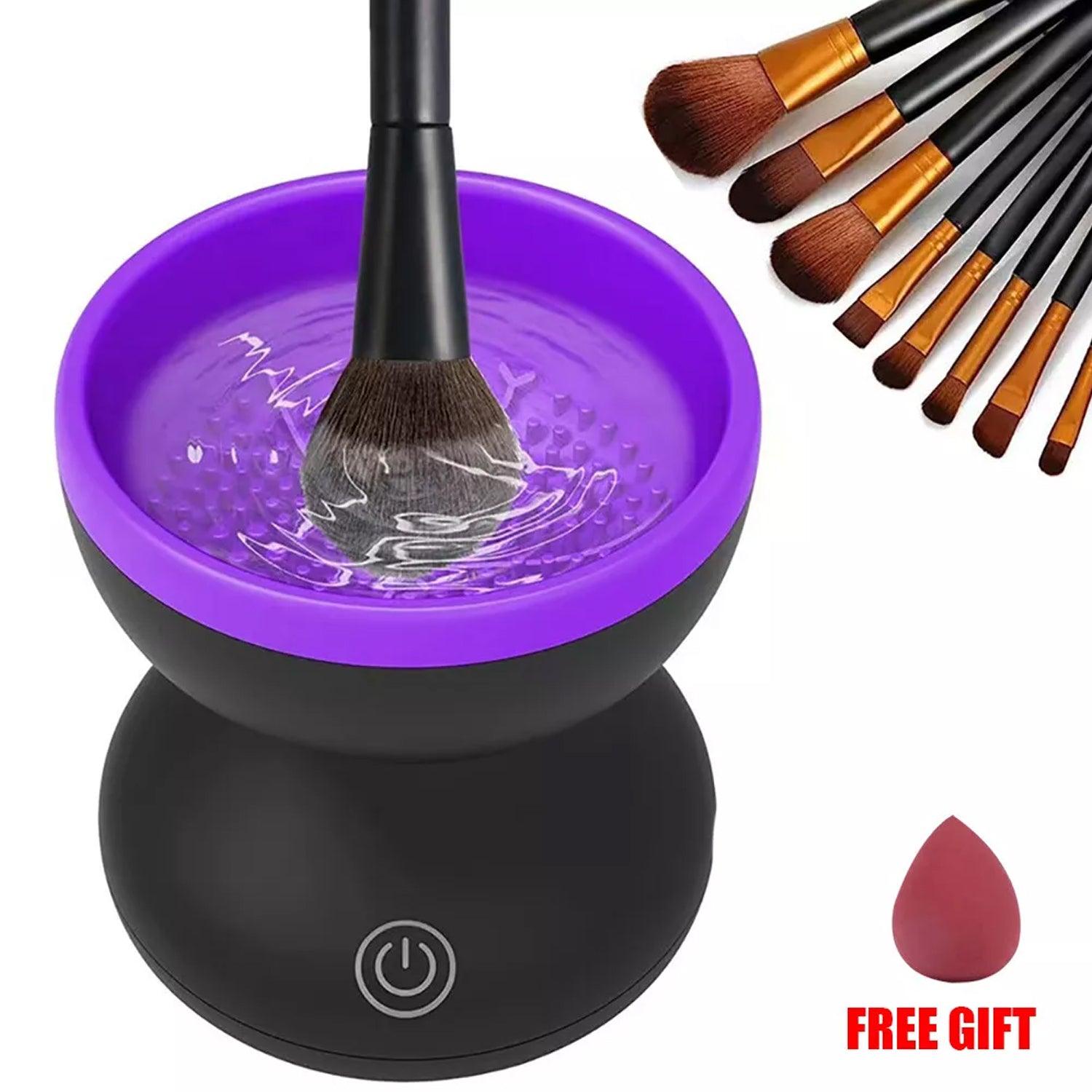 Cosmetic Brush Cleaner - Automatic Electric Makeup Brush Cleaning Machine Fast Clean Dryer Purple Health & Beauty - Tophatter Daily Deals