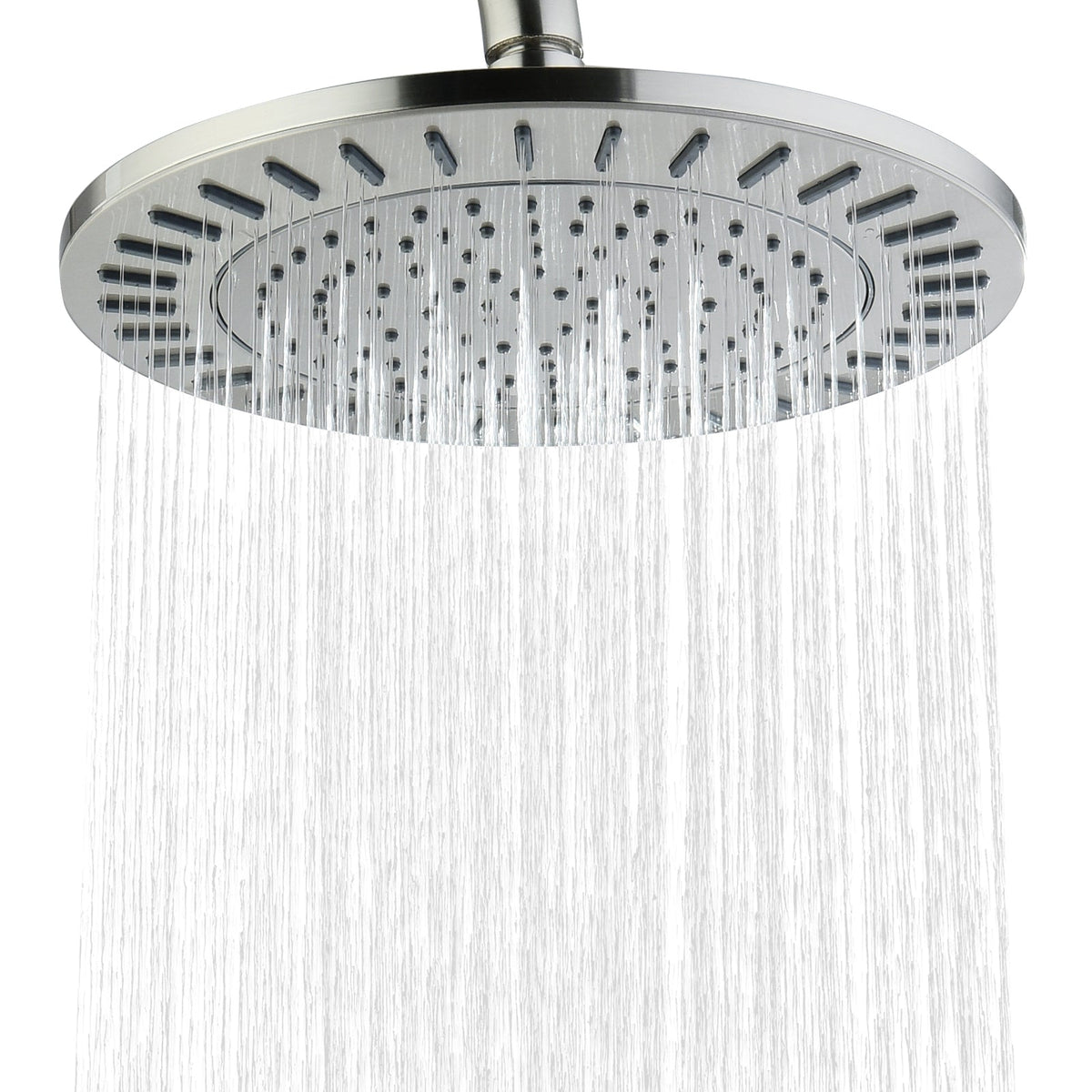 Bright Showers Waterfall Shower Head with Adjustable Angle and Anti-clogging Silicone Nozzles,9 inch Brushed Nickel Home Improvement - Tophatter Daily Deals
