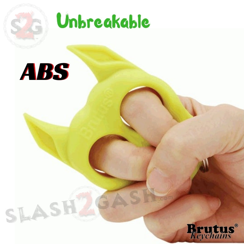 Brutus Self Defense Keychain ABS Knuckles - Neon Yellow Bulldog SD-KeyChain - Tophatter Daily Deals