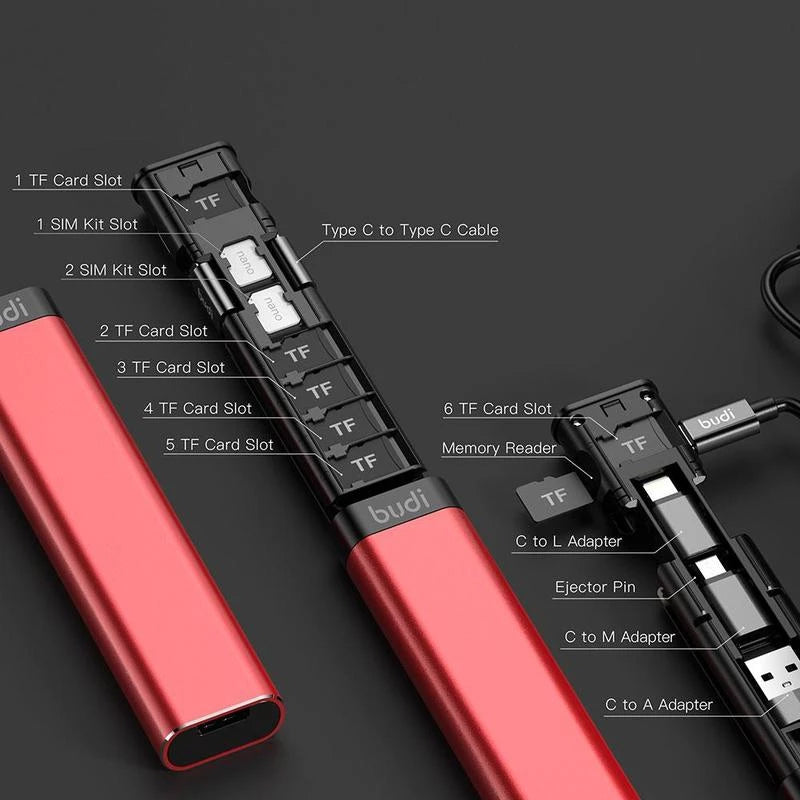 BUDI Multi-function Smart Adapter Card Storage Data Cable USB Box Memory Card Reader - Tophatter Daily Deals