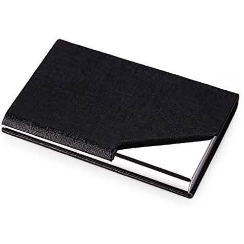Business Name Card Holder Luxury PU Leather and Stainless Steel Multi Card Case Black School, Office & Art Supplies - Tophatter Daily Deals
