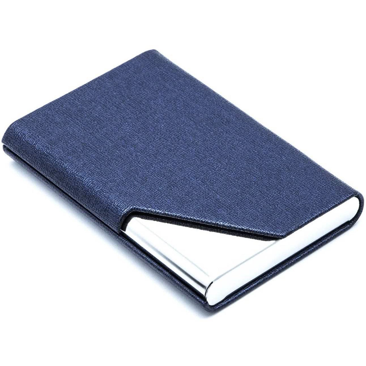 Business Name Card Holder Luxury PU Leather and Stainless Steel Multi Card Case Blue School, Office & Art Supplies - Tophatter Daily Deals