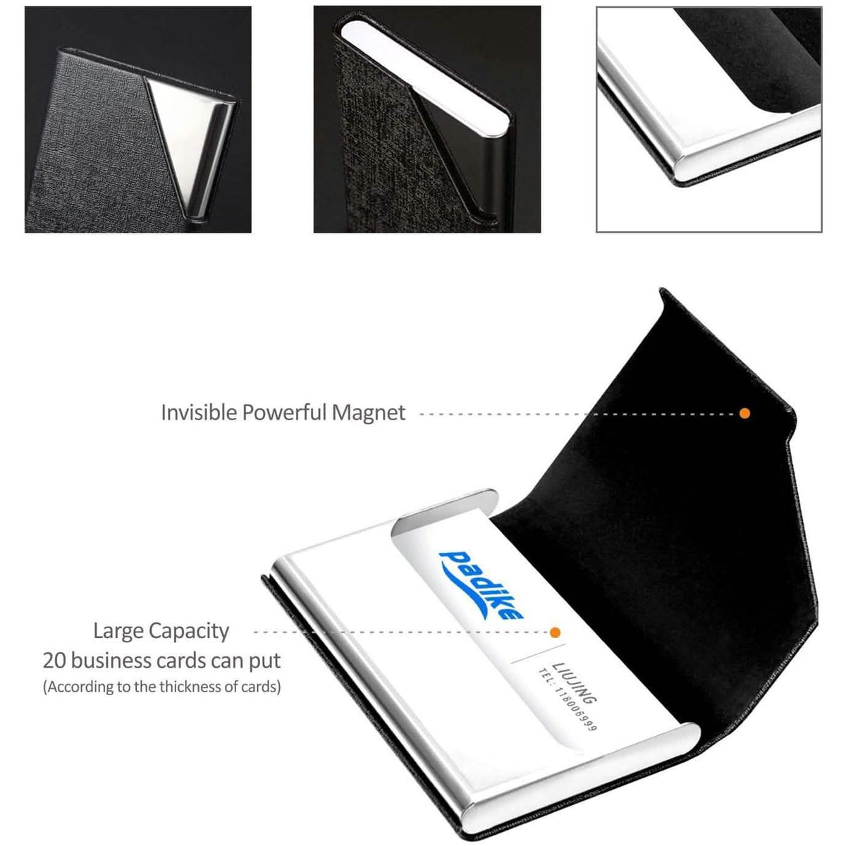 Business Name Card Holder Luxury PU Leather and Stainless Steel Multi Card Case School, Office & Art Supplies - Tophatter Daily Deals