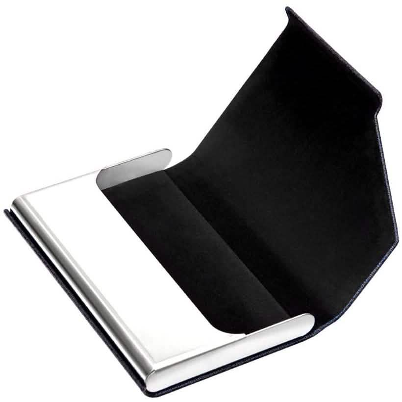 Business Name Card Holder Luxury PU Leather and Stainless Steel Multi Card Case School, Office & Art Supplies - Tophatter Daily Deals