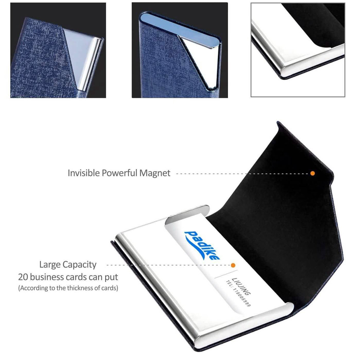Business Name Card Holder Luxury PU Leather and Stainless Steel Multi Card Case School, Office & Art Supplies - Tophatter Daily Deals
