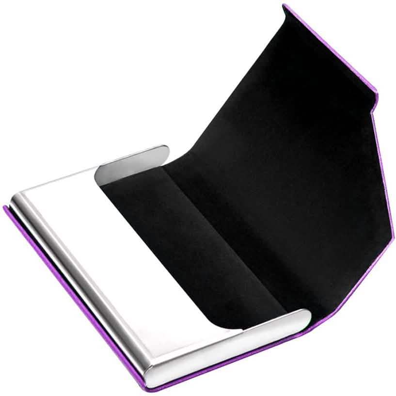 Business Name Card Holder Luxury PU Leather and Stainless Steel Multi Card Case School, Office & Art Supplies - Tophatter Daily Deals