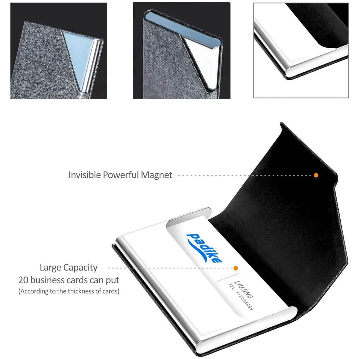 Business Name Card Holder Luxury PU Leather and Stainless Steel Multi Card Case School, Office & Art Supplies - Tophatter Daily Deals