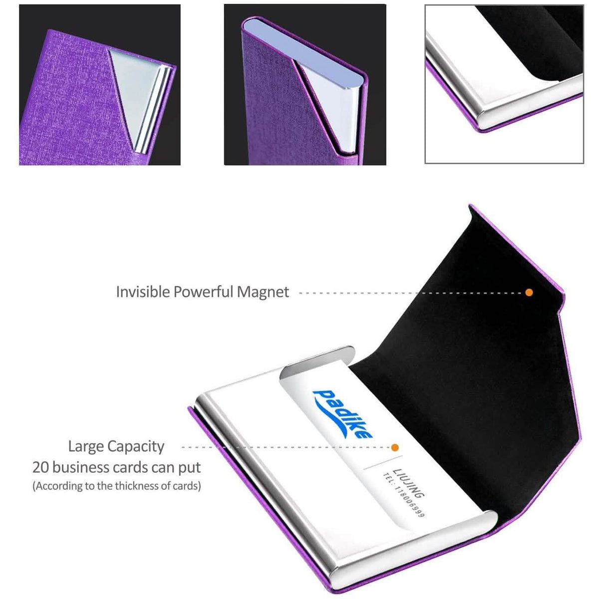 Business Name Card Holder Luxury PU Leather and Stainless Steel Multi Card Case School, Office & Art Supplies - Tophatter Daily Deals