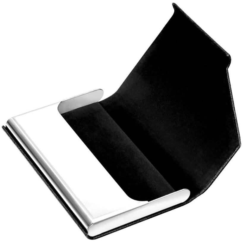 Business Name Card Holder Luxury PU Leather and Stainless Steel Multi Card Case School, Office & Art Supplies - Tophatter Daily Deals