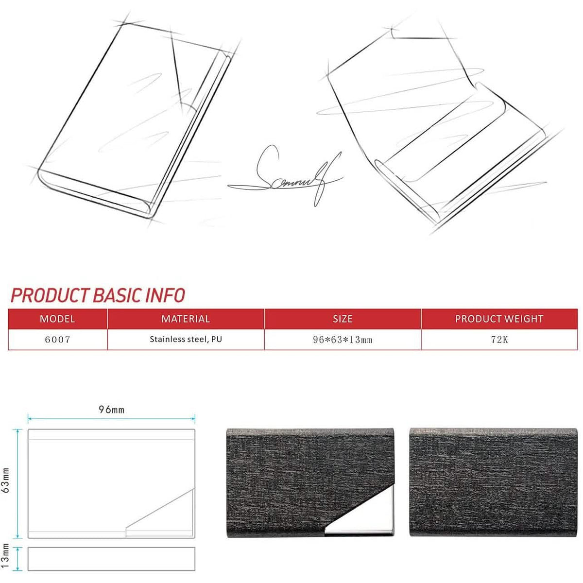 Business Name Card Holder Luxury PU Leather and Stainless Steel Multi Card Case School, Office & Art Supplies - Tophatter Daily Deals