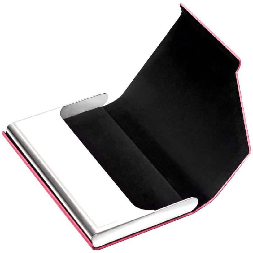 Business Name Card Holder Luxury PU Leather and Stainless Steel Multi Card Case School, Office & Art Supplies - Tophatter Daily Deals