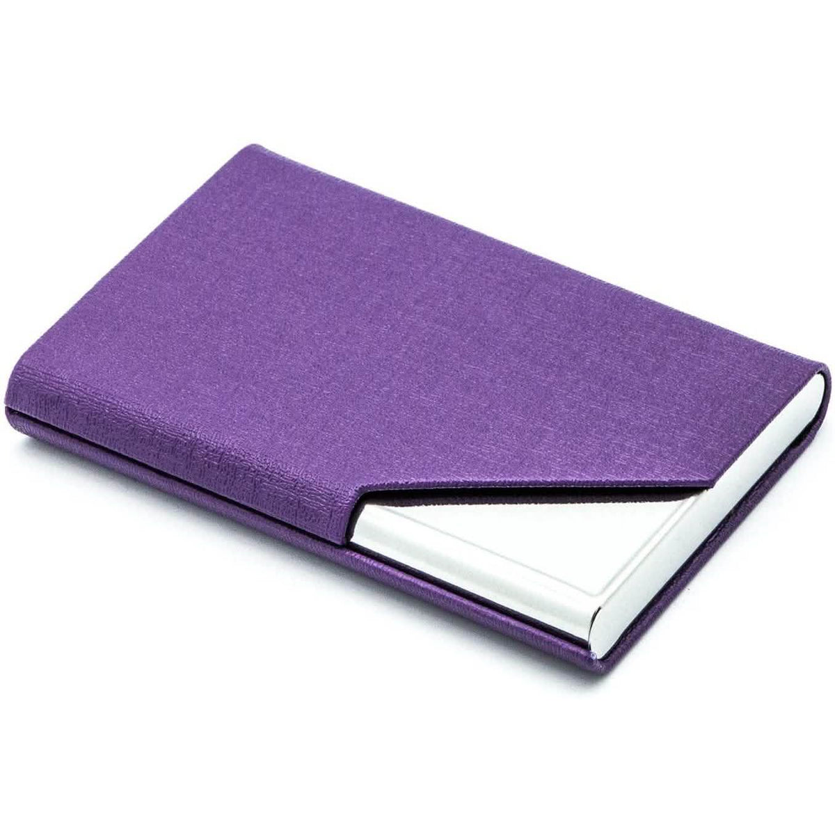 Business Name Card Holder Luxury PU Leather and Stainless Steel Multi Card Case Purple School, Office & Art Supplies - Tophatter Daily Deals
