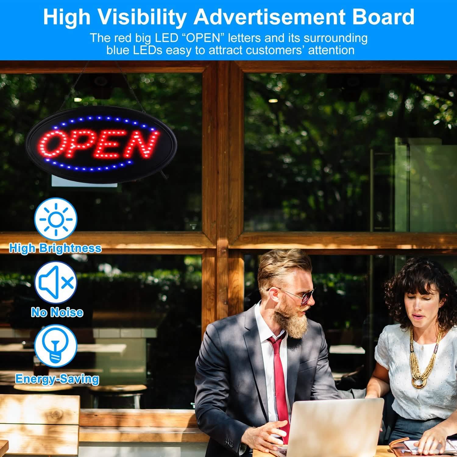 Business Neon Open Sign Advertisement Board with Steady Flashing Modes School, Office & Art Supplies - Tophatter Daily Deals