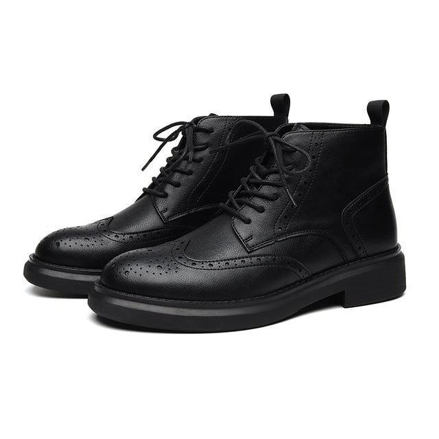 Business Top Cowhide Casual Boots Black Boots - Tophatter Daily Deals