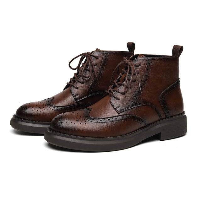 Business Top Cowhide Casual Boots Brown Boots - Tophatter Daily Deals