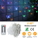 Butterfly Curtain String Lights USB Powered with 8 Modes 96 LED Remote Control LED String Lights - Tophatter Daily Deals