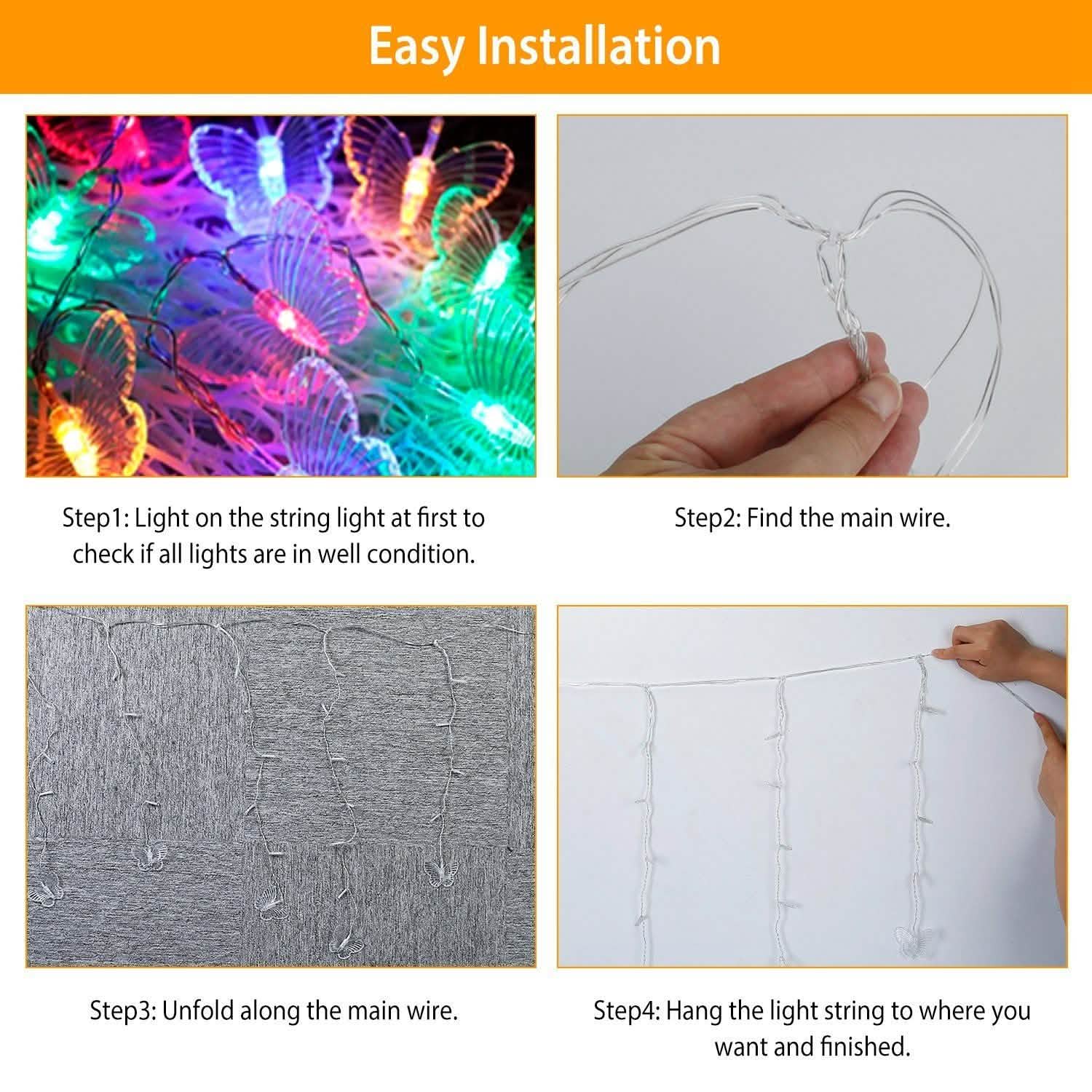 Butterfly Curtain String Lights USB Powered with 8 Modes 96 LED Remote Control String & Fairy Lights - Tophatter Daily Deals