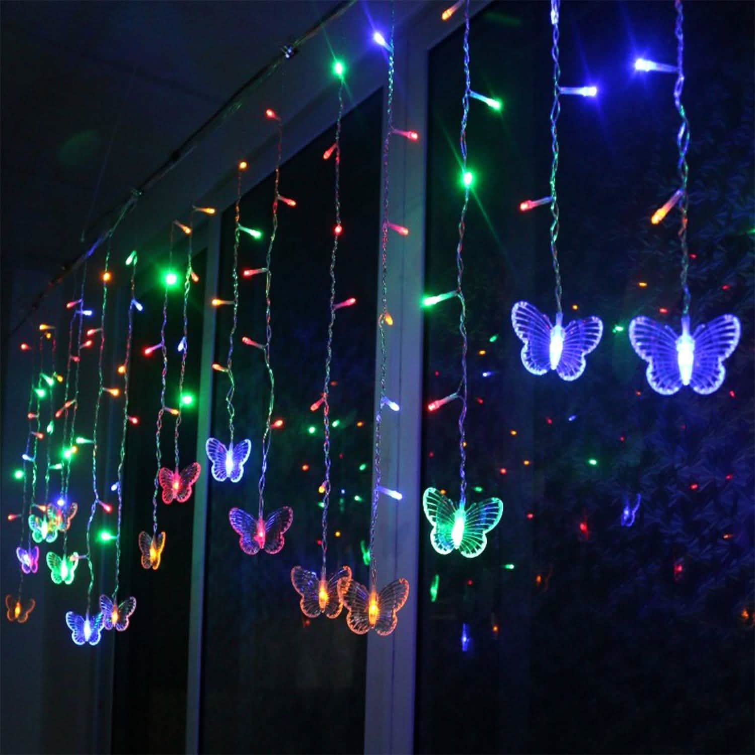 Butterfly Curtain String Lights USB Powered with 8 Modes 96 LED Remote Control String & Fairy Lights - Tophatter Daily Deals