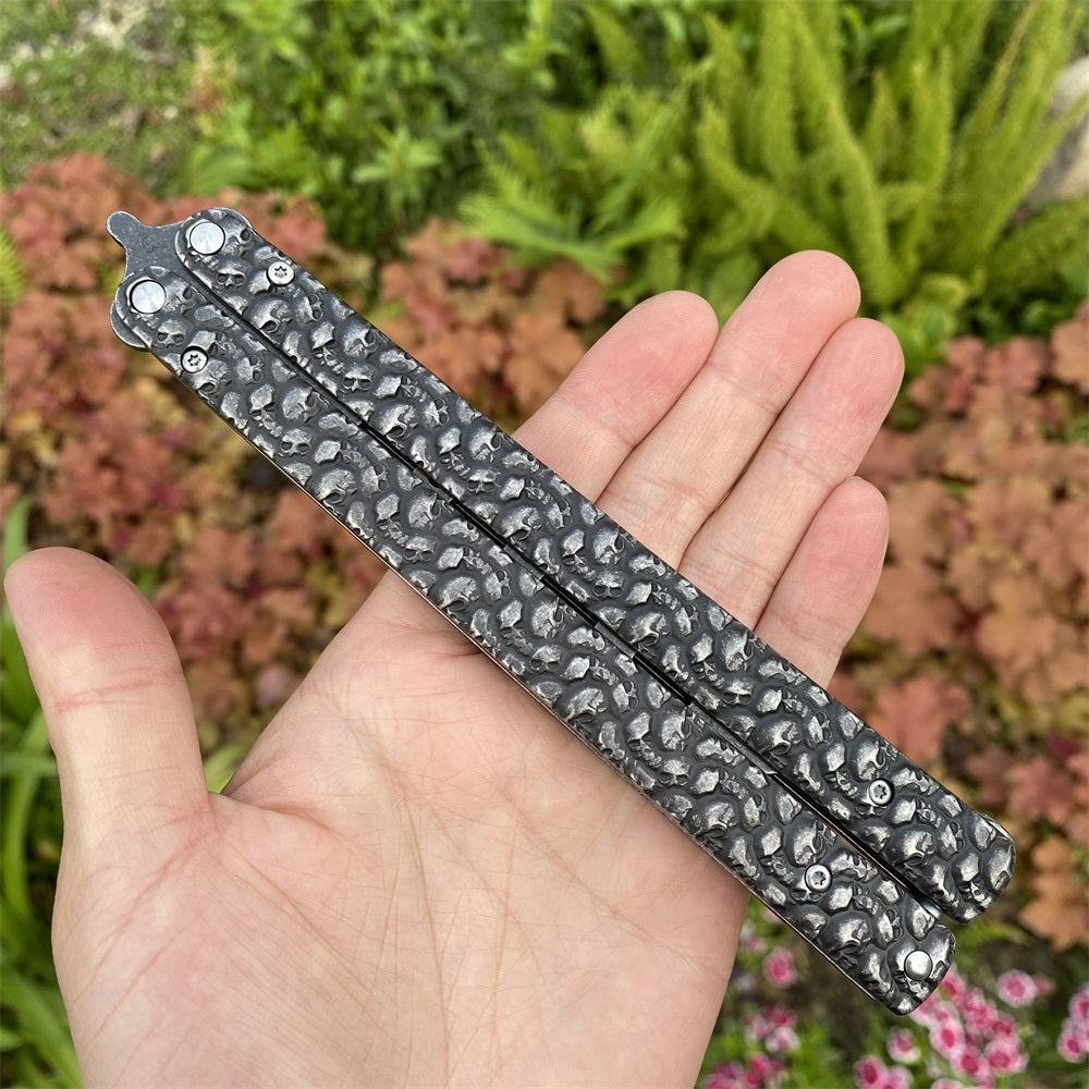 3D Skeleton Skull Relief Balisong Butterfly Knife Trainer - Tophatter Daily Deals