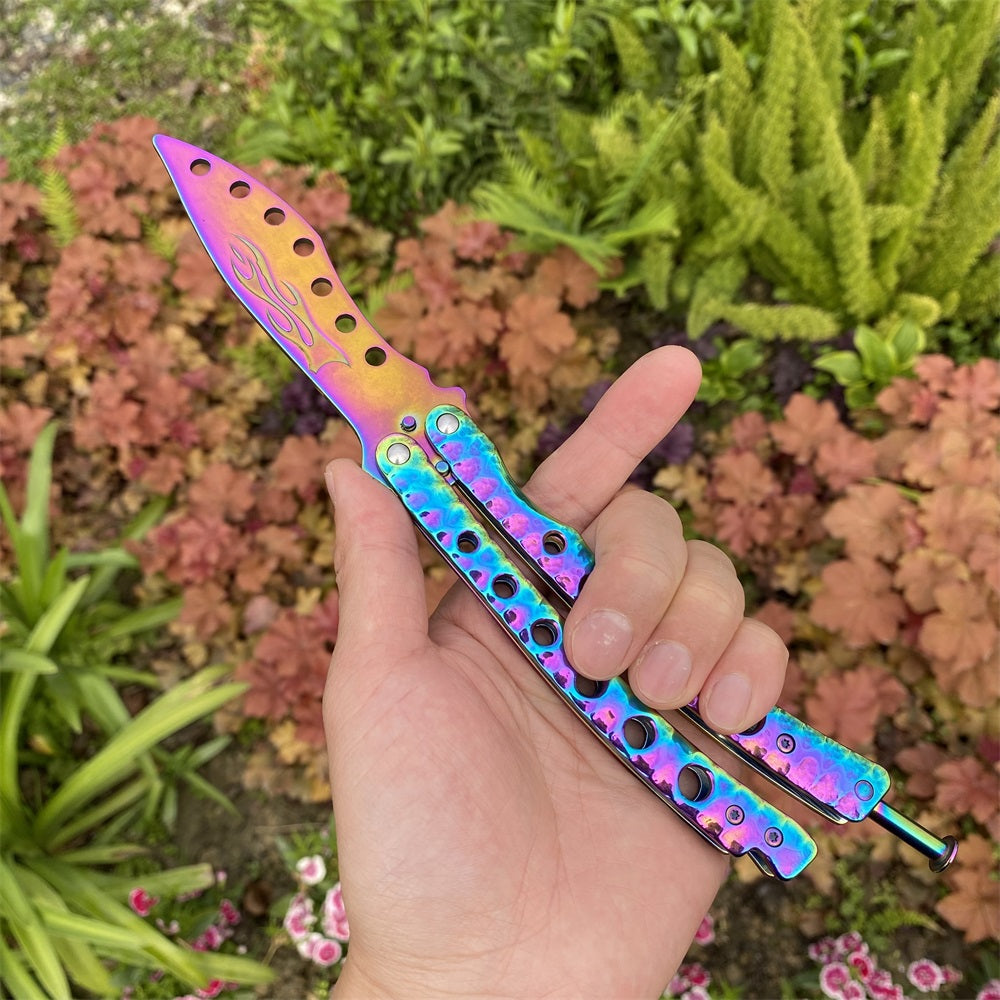 Blunt Blade Fantastic Rainbow Color Balisong Butterfly Knife Trainer Trainer Only - Tophatter Daily Deals