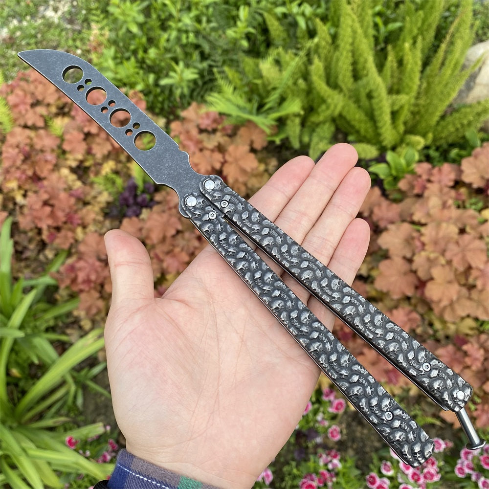 3D Skeleton Skull Relief Balisong Butterfly Knife Trainer Trainer Only - Tophatter Daily Deals