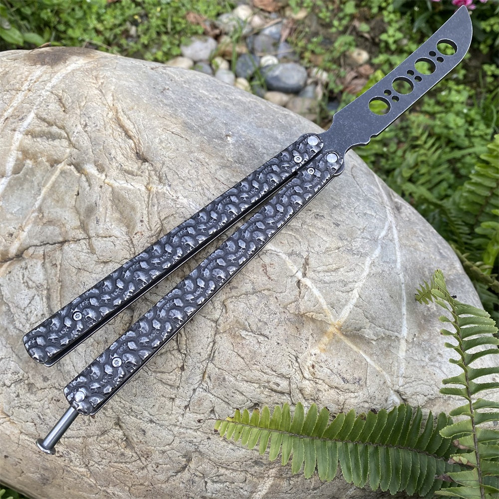 3D Skeleton Skull Relief Balisong Butterfly Knife Trainer - Tophatter Daily Deals