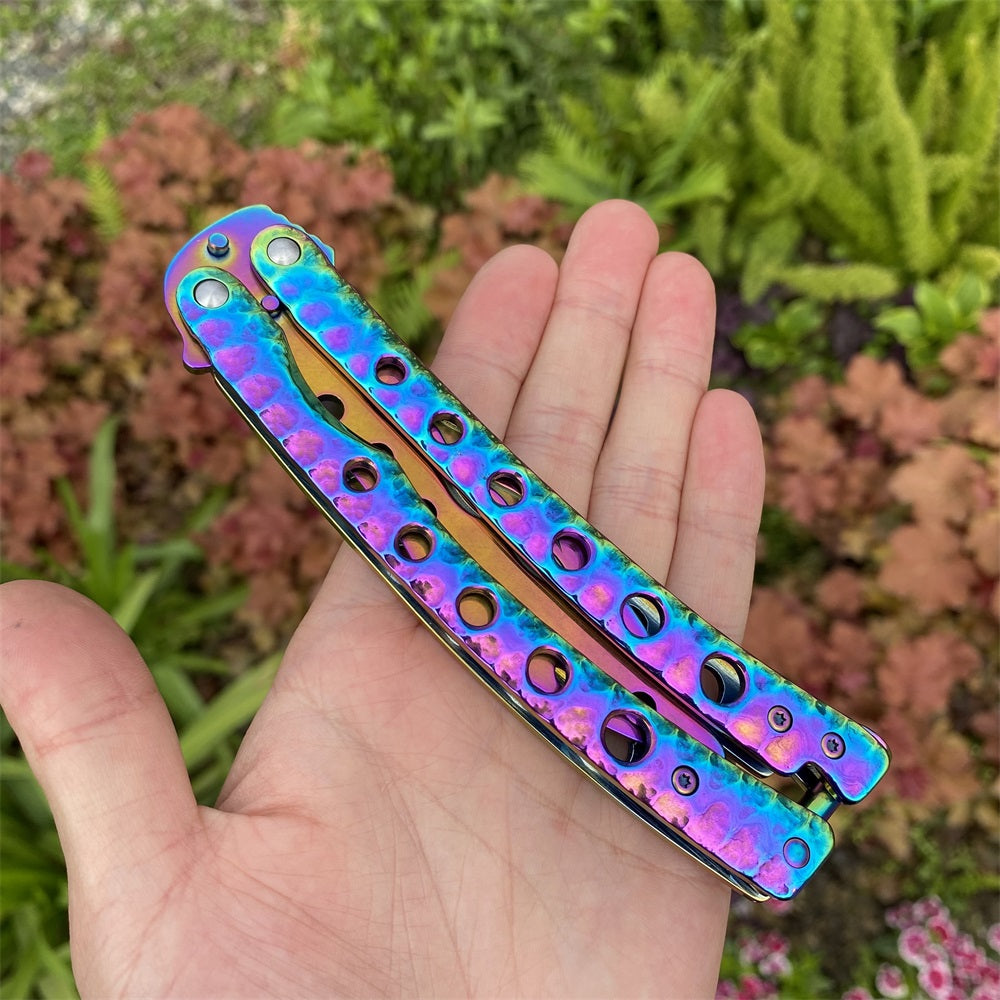 Blunt Blade Fantastic Rainbow Color Balisong Butterfly Knife Trainer - Tophatter Daily Deals
