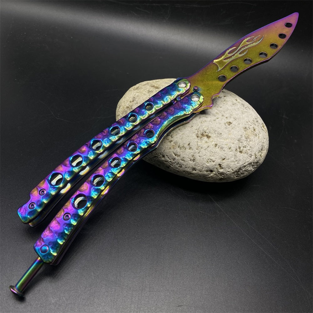Blunt Blade Fantastic Rainbow Color Balisong Butterfly Knife Trainer - Tophatter Daily Deals