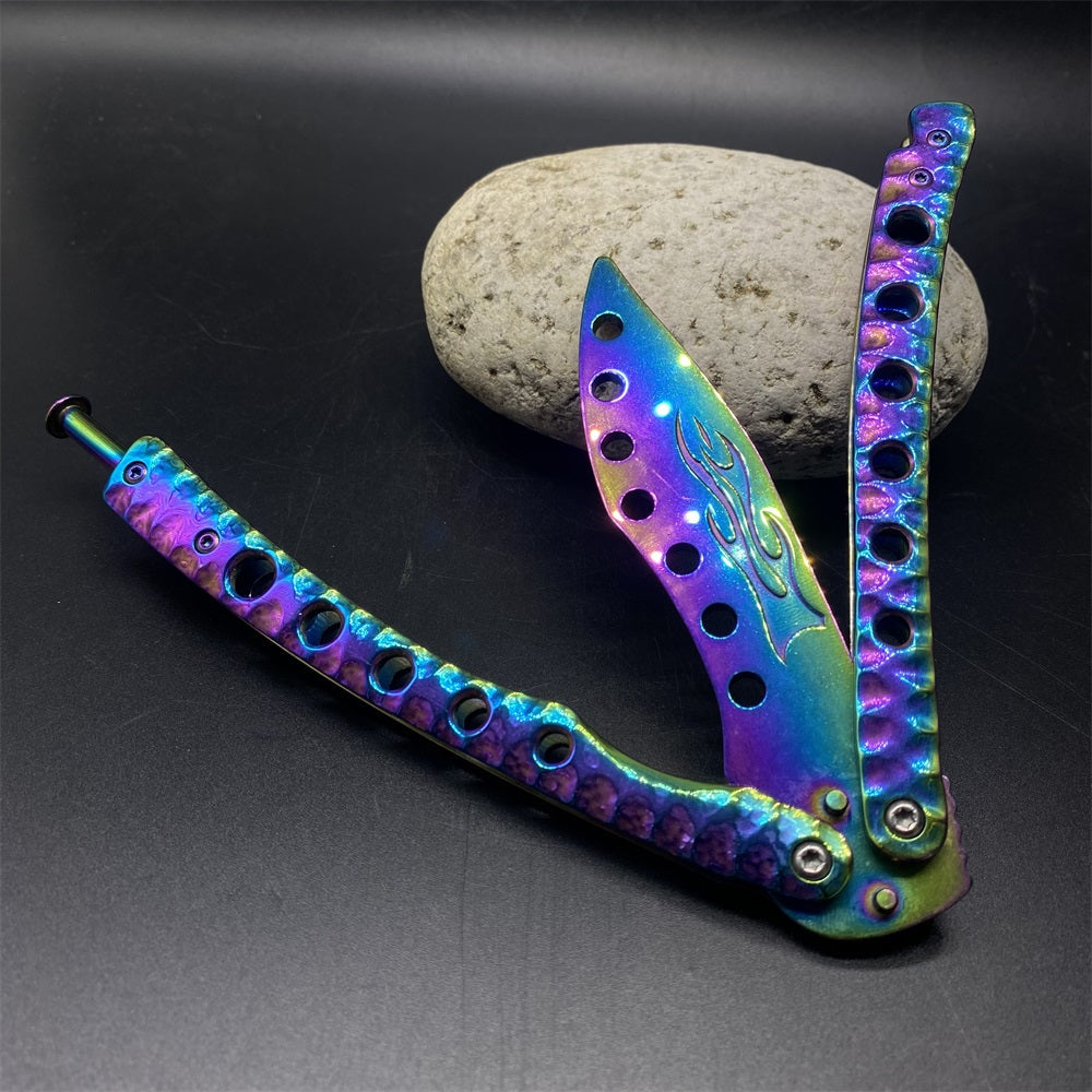 Blunt Blade Fantastic Rainbow Color Balisong Butterfly Knife Trainer - Tophatter Daily Deals
