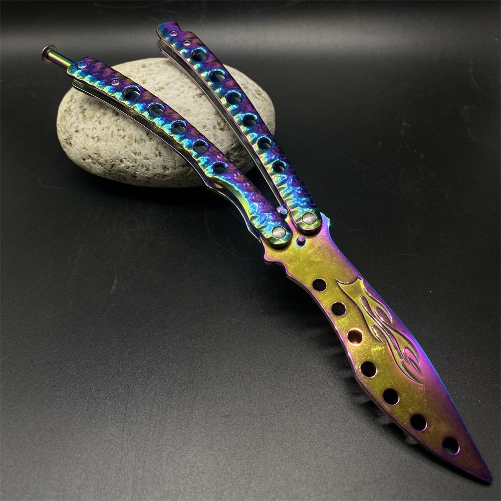Blunt Blade Fantastic Rainbow Color Balisong Butterfly Knife Trainer - Tophatter Daily Deals